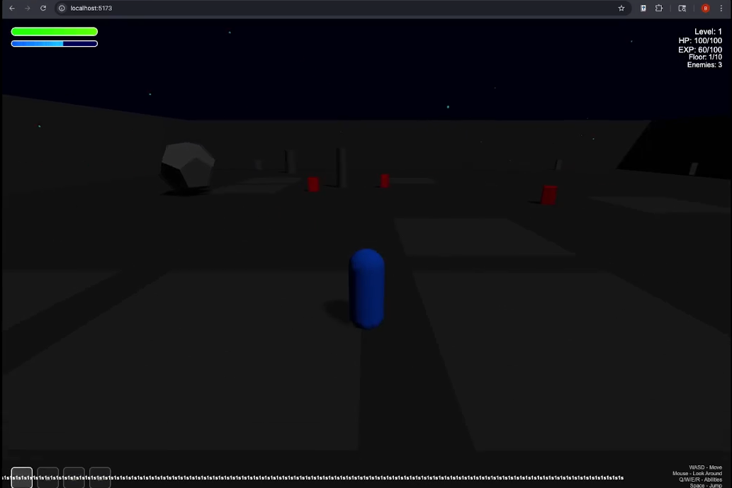 Screenshot depicting initial prototype showing basic movement and combat